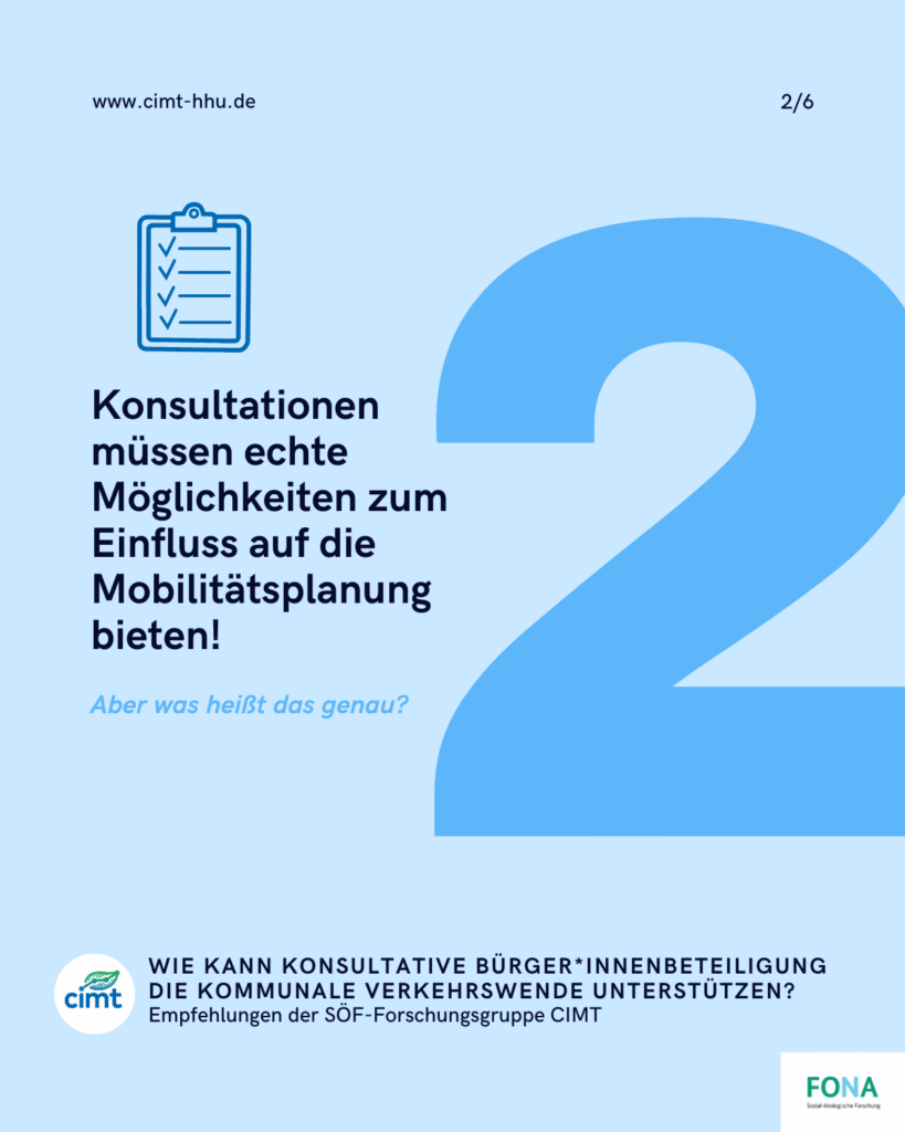 Konsultationen müssen echte Möglichkeiten zum Einfluss auf die Mobilitätsplanung bieten!